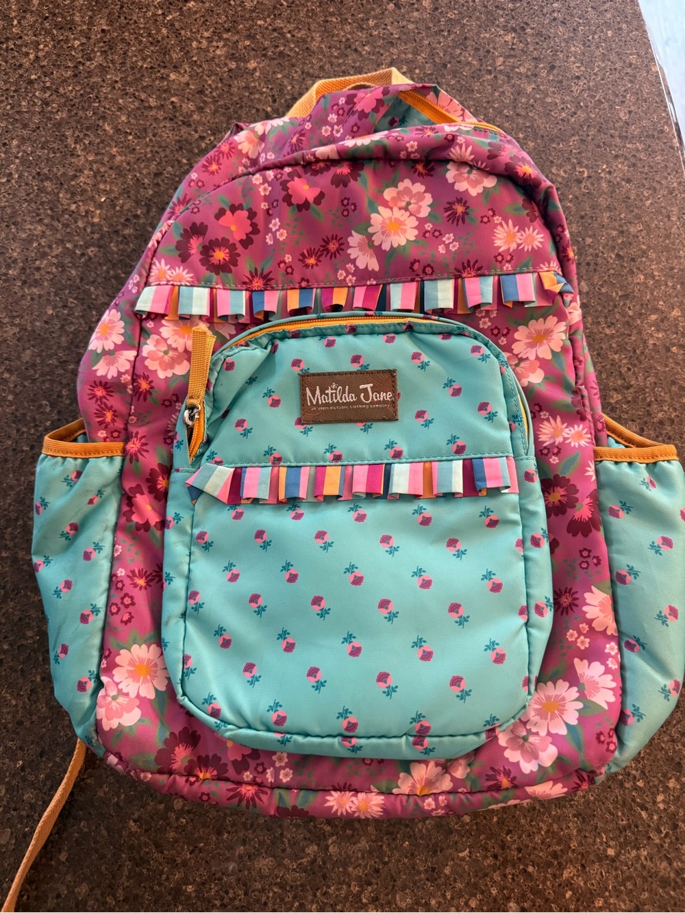 Matilda Jane Floral Kids Backpack in Pink & Teal